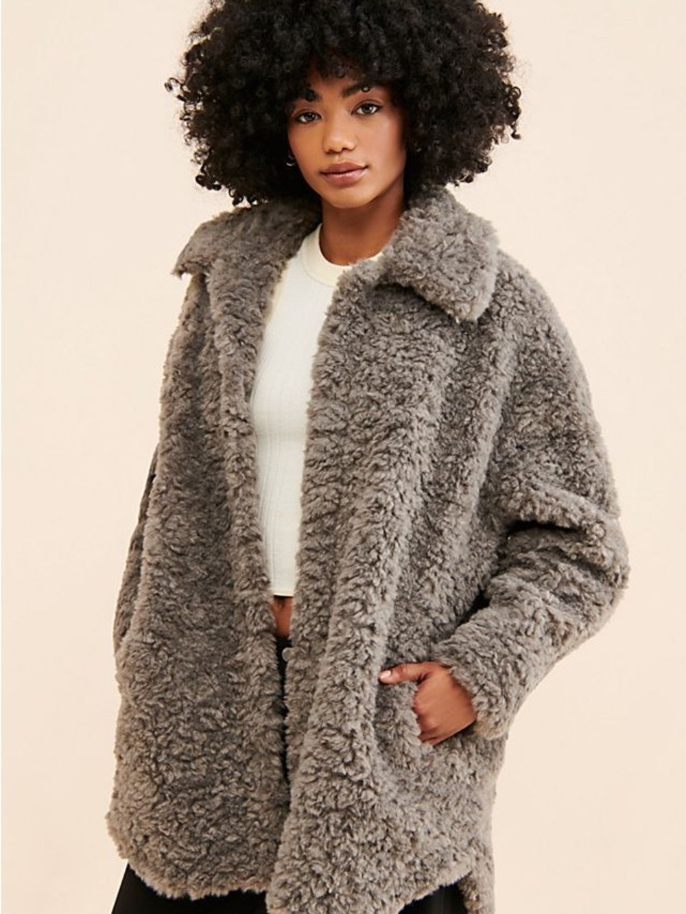 Jakke Amy Fuzzy Shirt Jacket